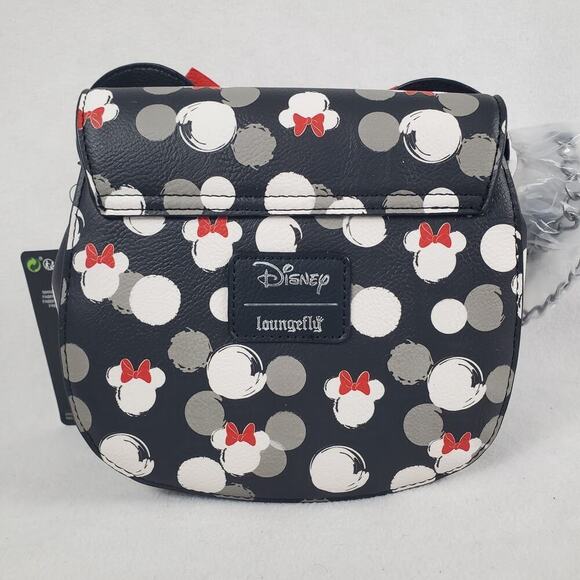 Loungefly Disney Minnie Mouse Crossbody Red Bow Polka Dots Purse with Cardholder - Picture 4 of 7